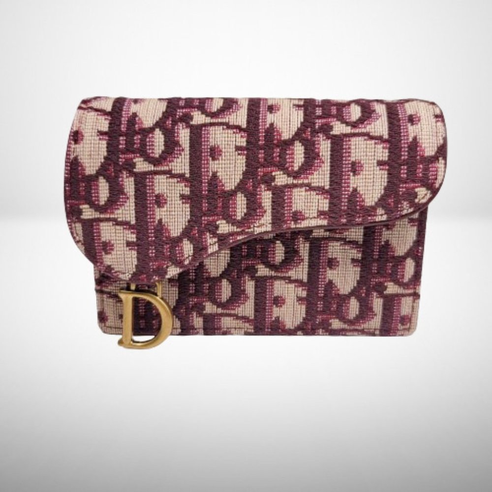 CHRISTIAN DIOR OBLIQUE BORDEAUX FLAP CARD HOLDER / WALLET - Picture 2 of 12
